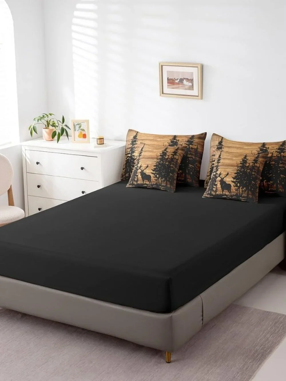 Moose Comforter Set 7 Pieces Twin Size Rustic Cabin Country Bedding Set for Kids